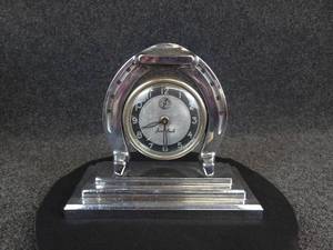 lot 490 image: Art Deco Good Luck Chrome Horseshoe Clock - Made by LUX Clock Mfg.