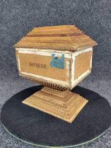 lot 433 image: Vintage Tramp Art trinket Box - Made from MANY Cigar Boxes - One of a Kind