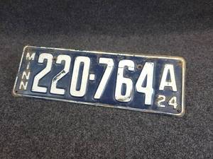 lot 427 image: Antique 1924 Minnesota License Plate