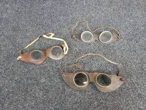 lot 436 image: (3) Antique Pairs of Leather Rim Safety Goggles - Steampunk