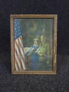 lot 444 image: Vintage C. Moss Litho Print 1942 - Farmers CO-OP Elevator Buffalo Lake, MN