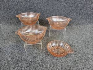 lot 499 image: (4) Pink Depression Glass Bowls