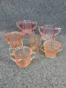 lot 498 image: (6) Pink Depression Glass Bowls