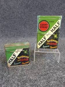 lot 511 image: (2) Vintage Lucky Strike Half & Half Tobacco Tins