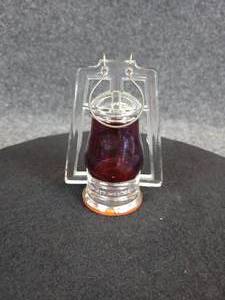 lot 476 image: Antique West Bros Glass Lantern Candy Dispenser w Original Tin Lid