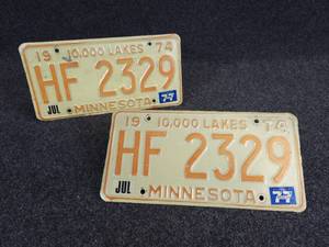 lot 534 image: 1974 Matched Minnesota License Plates