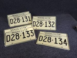 lot 537 image: (4) Sequential Pairs of Vintage Matched Minnesota Dealer License Plates
