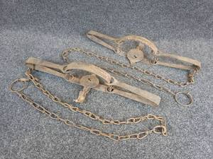 lot 555 image: (2) Vintage OneidaVictor #5 Double Long Spring Traps