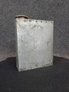lot 606 image: Antique Steel Oil Can w Brass Screw in Cap