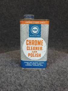 lot 642 image: Vintage PURE Chrome Cleaner & Polish 8ozs Tin Can