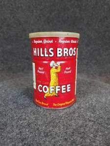 lot 644 image: Vintage 12lb Hills Bros Coffee Can