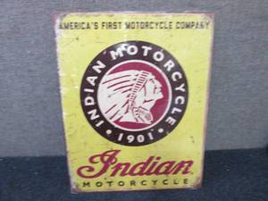 lot 199 image: 12.5 x 16 inch Metal Indian Motorcy...
