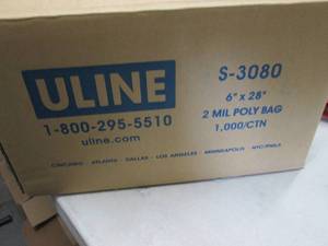 lot 372 image: Case of 1000 Uline 6 x 28 2 Mil In...