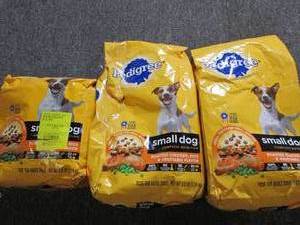 lot 243 image: 3 3,5lb bags of pedigree small dog...