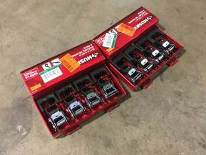 lot 40 image: 2 Lots of Husky  16 ft. 1.25 in. Ratchet Tie-Down Straps with S-Hook (4-Pack)   Customer Returns See Pictures