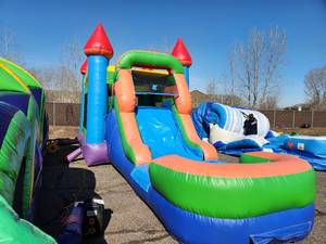 14x30 Multicolor Water Slide Combo Bounce House
