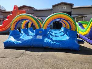 33x18 - 2 Lane Rainbow Slip and Slide with Pool