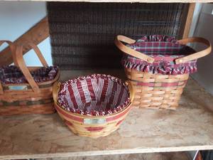 3-Longaberger Christmas Baskets With Liners