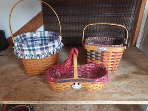 3-Longaberger Baskets With Liners