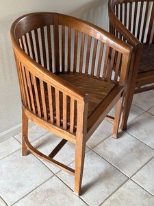lot 51 image: Pair of Wooden Curved Back Chairs