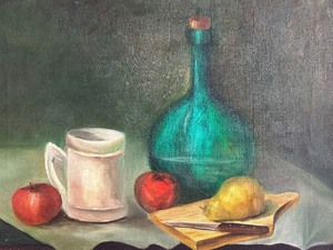 lot 58 image: Vintage Oil on Canvas Still Life by K. Stiebing