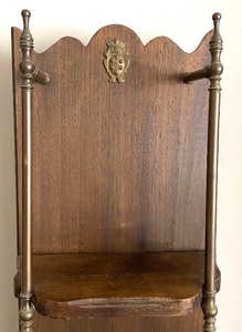 lot 154 image: Vintage Wall Mount or Free Standing Brass Accented Shelf