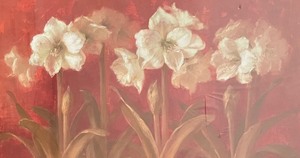 lot 169 image: White Amaryllis on Red Unframed Print by Danhui Nai