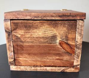 lot 124 image: Hinged Wooden Box  Glass and Brass Candleholder