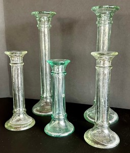 lot 193 image: Mexican Hand Blown Glass Candle Holders