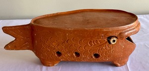 lot 180 image: Terracotta Fish Shaped Warming Station