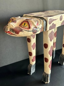 lot 72 image: Whimsical Wooden Painted Cat Figurine Bench