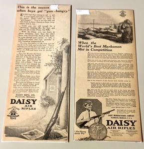 lot 20 image: Vintage 1917, 1919, 1920 and 1921 Daisy Air Rifle Ads