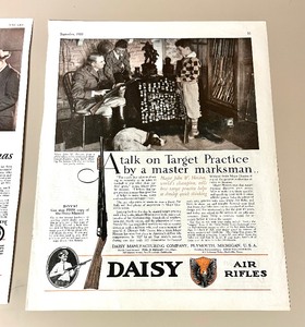 lot 21 image: (2) Vintage Daisy Air Rifle Advertising Clippings