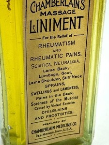 lot 25 image: Antique Very Early Medical Bottle Chamberlains Massage Liniment