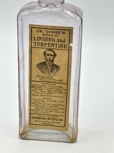 lot 71 image: Antique Bottle Dr. Chases Syrup Linseed and Turpentine Bottle