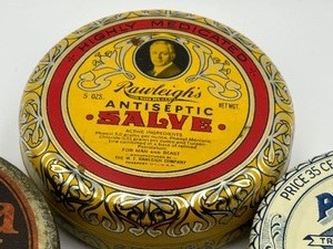 lot 82 image: Variety of Vintage Medical Tins