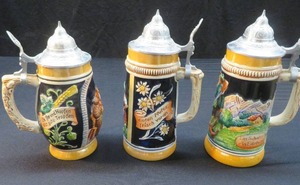 3 ANTIQUE BEER STEINS