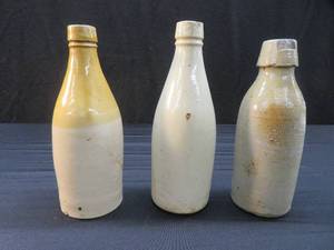 3  ANTIQUE STONEWARE BOTTLES