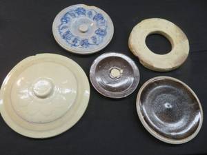 LOT OF ASSORTED  ANTIQUE CROCK LIDS
