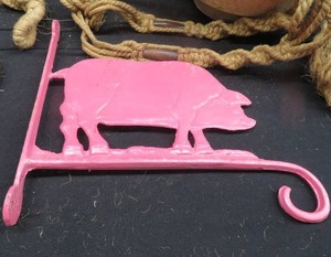 PAINTED CAST IRON PIG PLANT HANGER PLUS