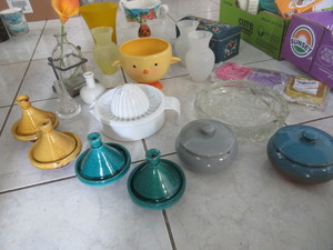 lot 296 image: ROSEMALING TIN, SPICE BOWLS, ASHTRAYS, VASES, GLASS  STORAGE AND MORE