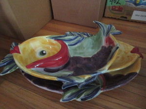 lot 404 image: LARGE FISH THEMED, CERAMIC SERVING PLATTERS FOR YOUR SUMMER PARTIES