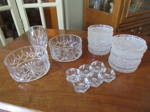 lot 441 image: GORHAM CRYSTAL WINE  BOTTLE COASTERS, SALT CELLARS AND MORE