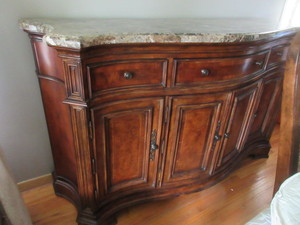 lot 172 image: SERVING BUFFET WITH STORAGE AND STONE VENEER TOP
