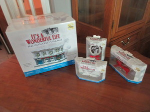 lot 576 image: ITS A WONDERFUL LIFE CHRISTMAS LIGHT UP BUILDING AND ORNAMENTS - NEW