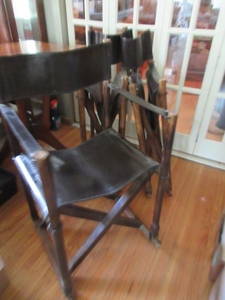 lot 181 image: LEATHER AND WOOD DIRECTOR CHAIRS