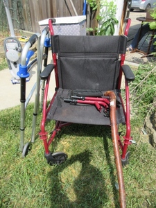 lot 721 image: WHEELCHAIR, WALKER, WALKING STICK