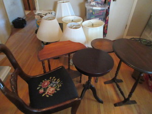 lot 184 image: SIDE TABLES AND  UPHOLSTERED SEAT CHAIR