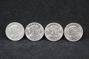 lot 132 image: 4 US Susan B Anthony Dollar Coins