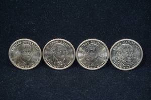 lot 135 image: 4US Presidential Dollar Coins - Jefferson, Adams, Washington, Madison